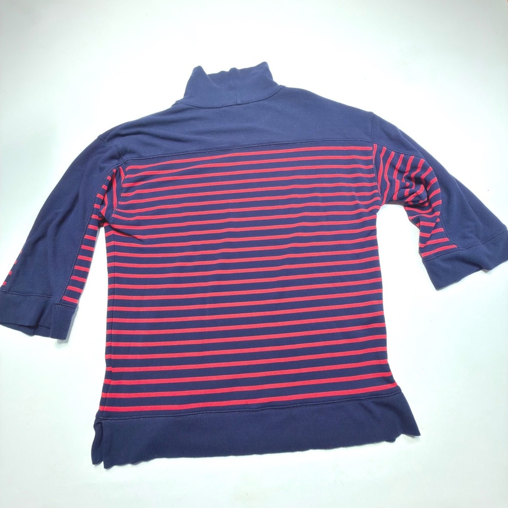 Lauren Ralph Lauren Striped Turtleneck Sweater Navy Red Medium Stretch Knit - Picture 3 of 10